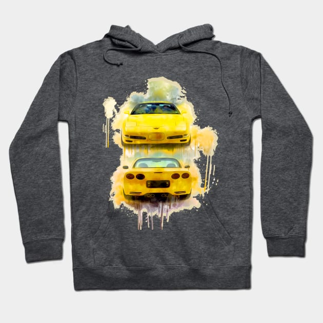 Chevrolet Corvette Z06 colorbomb yellow Hoodie by AaaahEeeekStudio